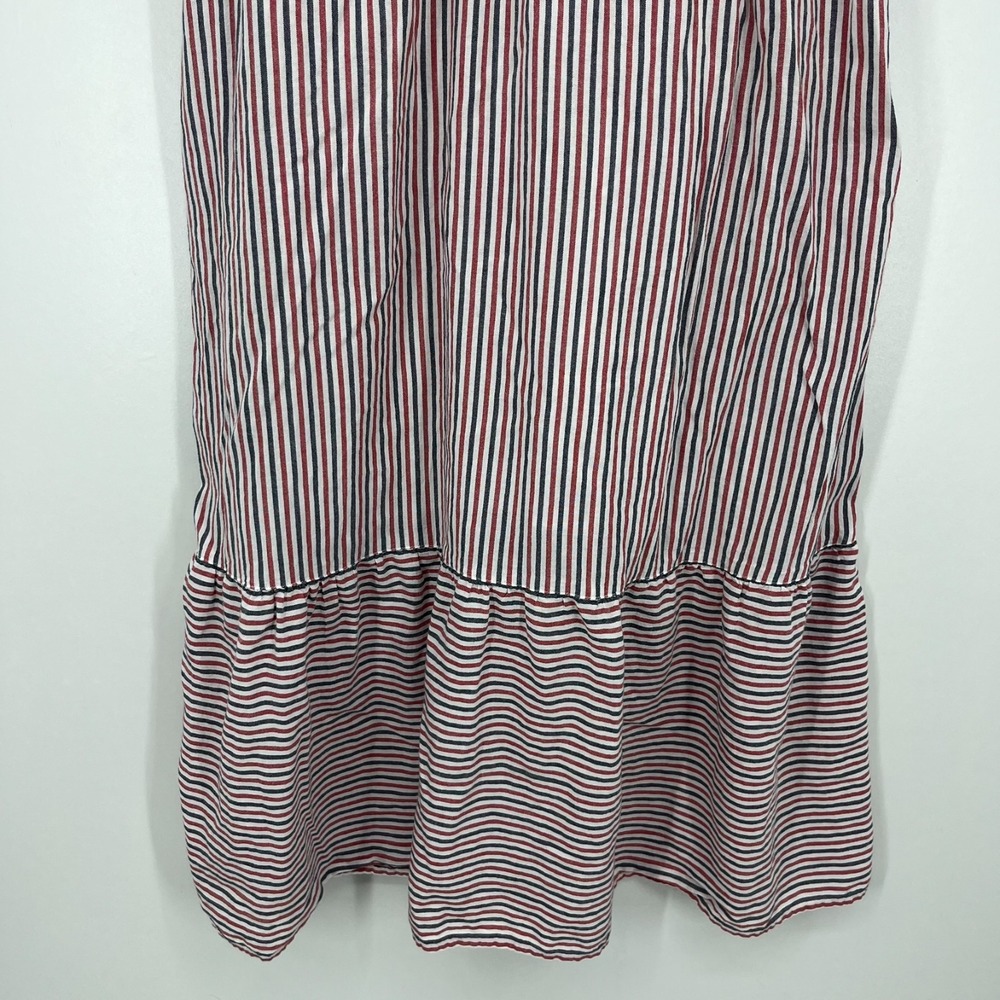Old Navy Fit & Flare Short-Sleeve Striped Tie-Back Midi Dress Women's XS Red - Picture 3 of 9